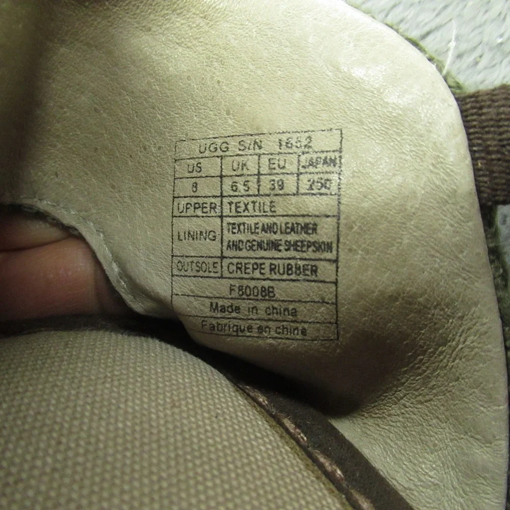 UGG Sandals Women 8 Green Sheepskin Australia Espadrille Wedge Delmar Jute Ankle